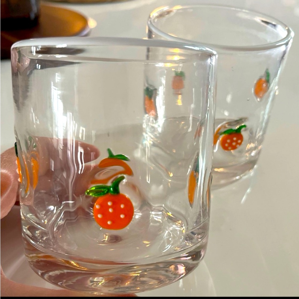 2 Orange Fruit Anthropologie Icon Glasses Dupe